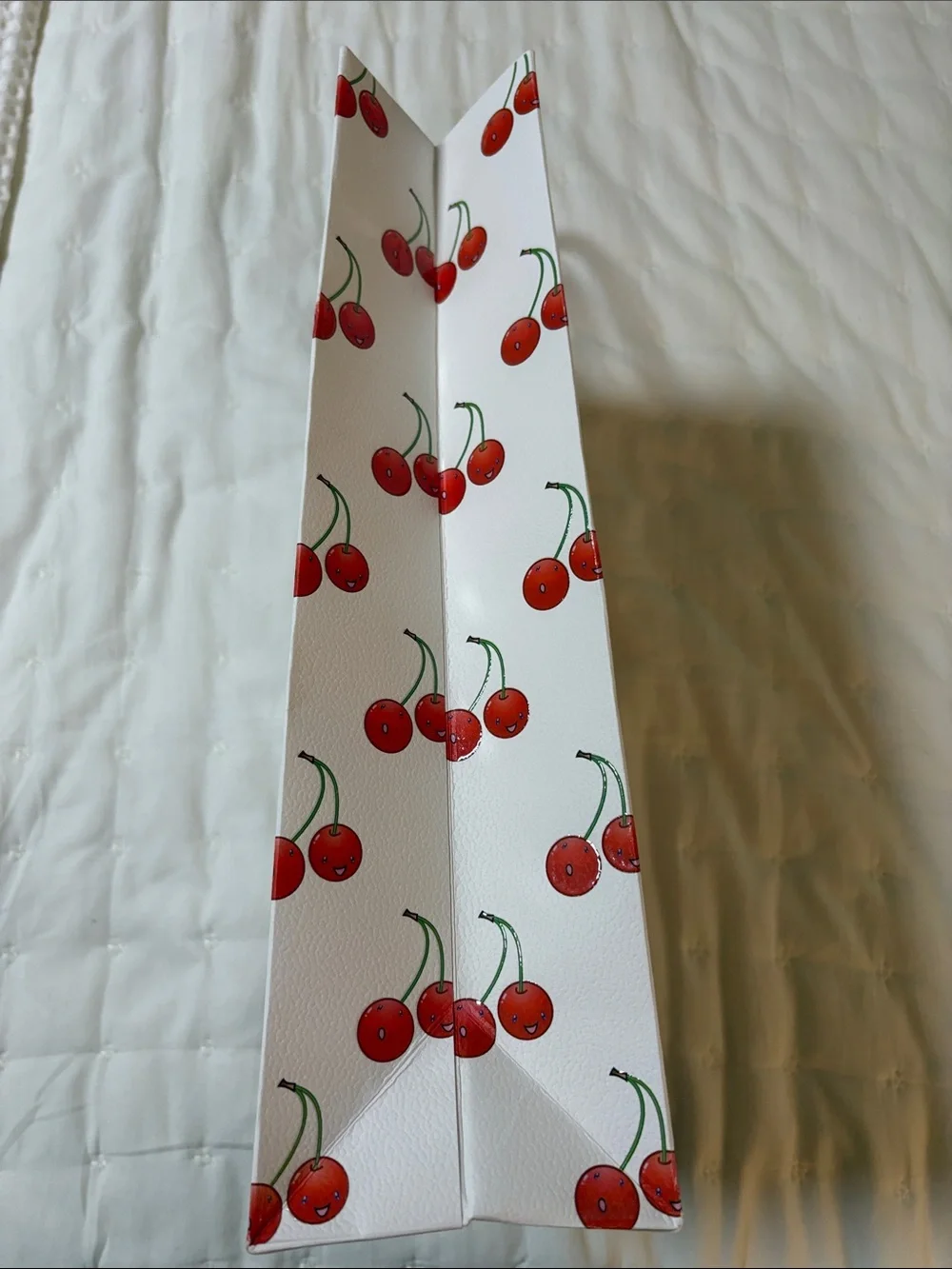 Louis Vuitton White & Red Cherry Tote Shopping Bag